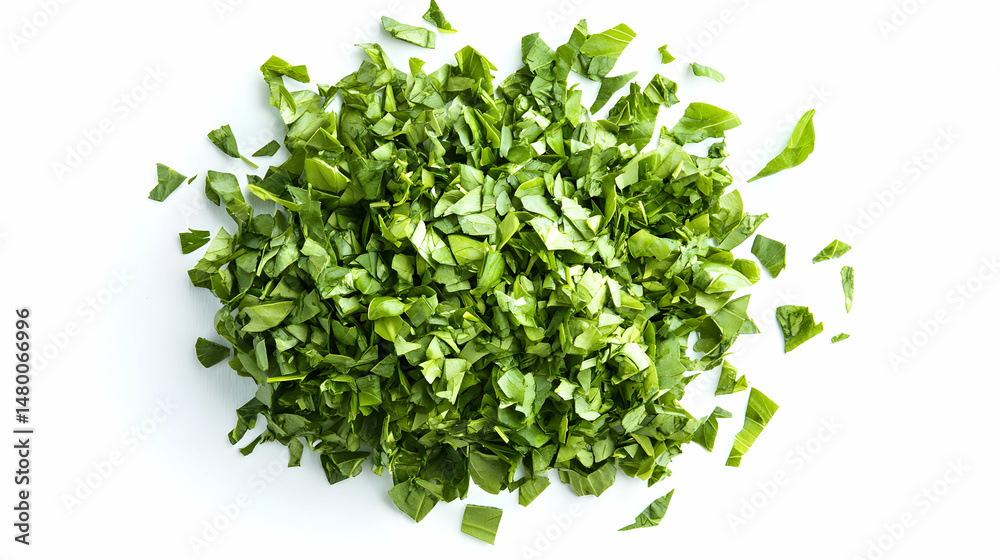 Obraz premium Chopped Parsley Fresh Green Parsley Herb Ingredient Culinary Element Isolated on White