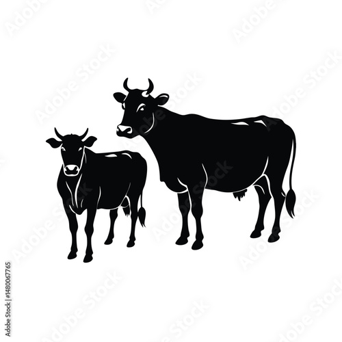 silhouette of a cow