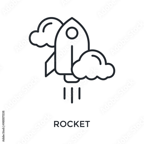 Rocket Icon Outline Style. Vector Illustration For Graphic Design