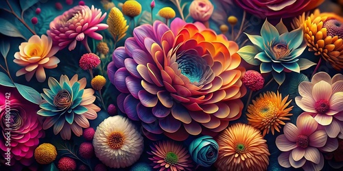 Close-up of Vibrant Flowers, Delicate Petals, Blooming Flowers, Floral Macro Photography, Nature's Beauty