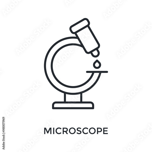 Microscope Icon Outline Style. Vector Illustration For Graphic Design