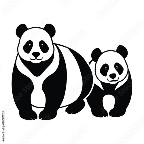 panda silhouette on white background