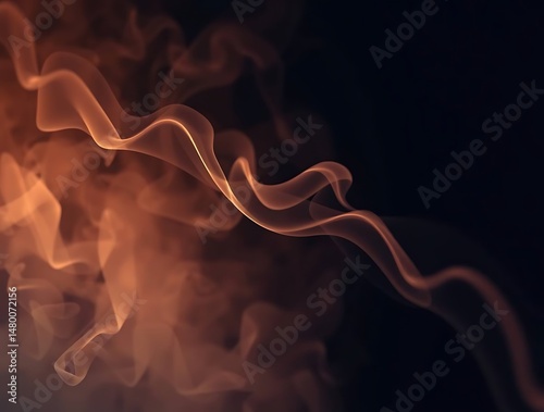 Orange Smoke Swirls with Dark Background.