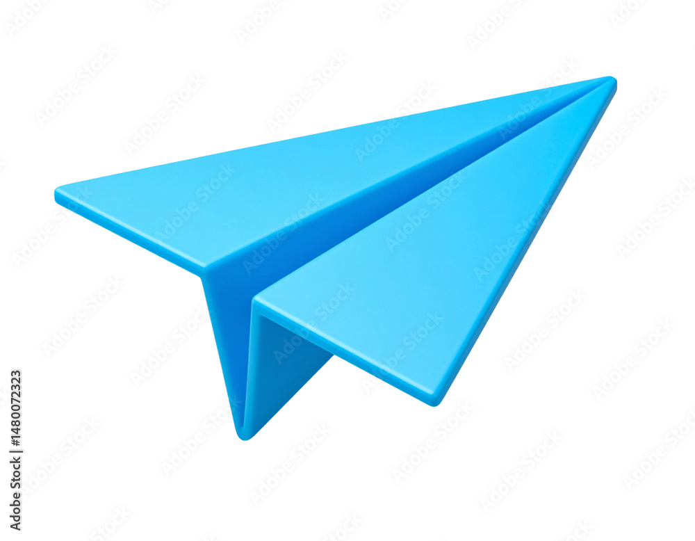 Blue paper airplane is flying in the air. Concept of freedom and adventure Blue paper airplane is flying in the air. Concept of freedom and adventure