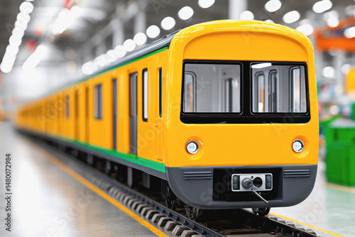 A train on a track in motion capturing the essence of railway manufacturing and transportation systems in action