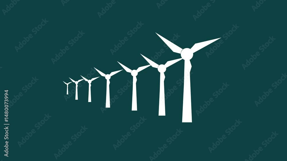 HUD Hologram screen, Renewable ecological energy. sustainable green energy industry concept Wind turbines with the green screen background, Wind Turbine with Green Screen Background, Wind power