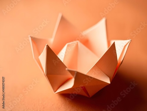 Origami Flower with Peach Background.