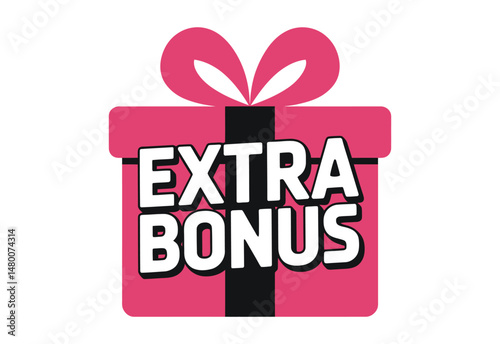 Extra Bonus Gift box vector illustration on white background