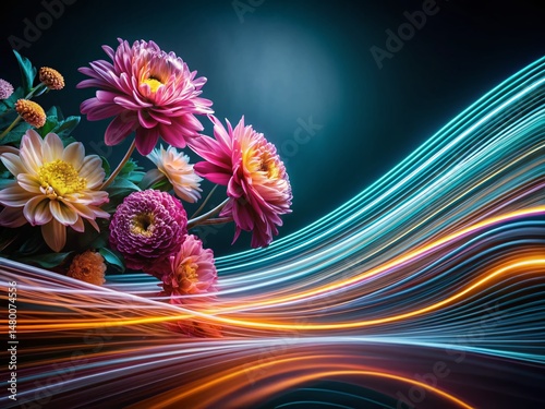 Contemporary Labor Day Floral Line Art Pattern - Long Exposure Photography