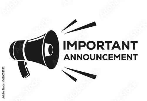 Breaking News black and white Icon with Megaphone and Speech Bubble