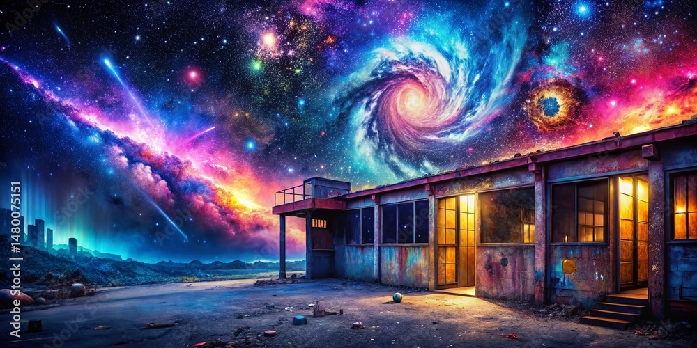 Obraz premium Cosmic Spray Paint Galaxy Backdrop Website Design - Abstract Texture