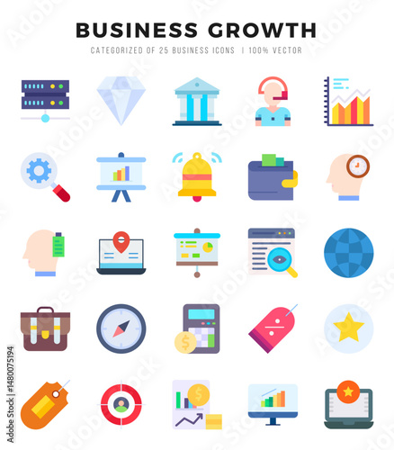 Business Growth Icon Pack 25 Vector Symbols for Web Design.