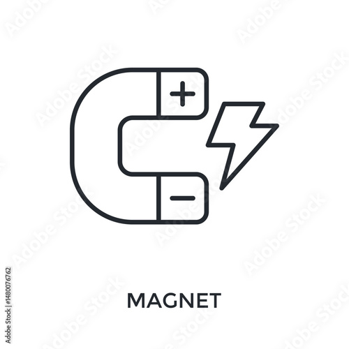 Magnet Icon Outline Style. Vector Illustration For Graphic Design