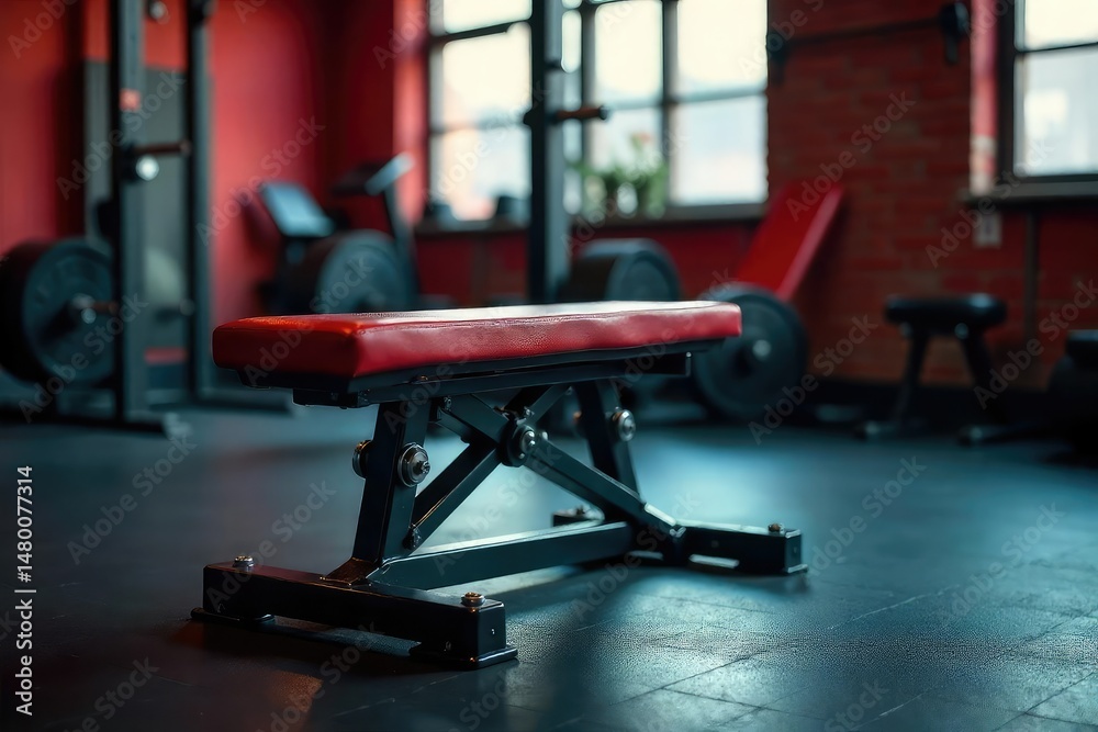 A sturdy press bench, ideal for weightlifting and strength training exercises , flat, heavy duty, iron A sturdy press bench, ideal for weightlifting and strength training exercises , flat, heavy duty, iron