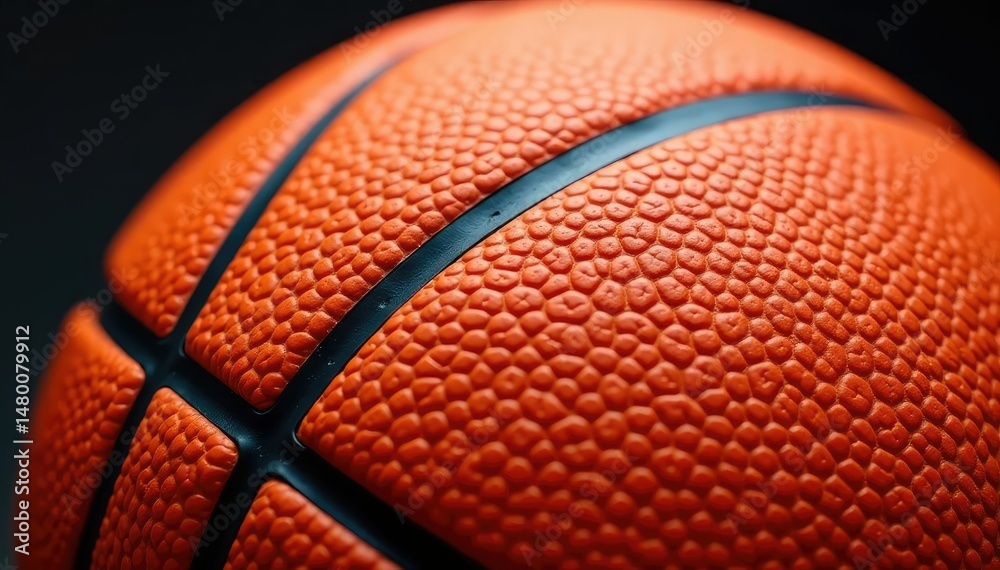 Fototapeta premium Close-up of basketball texture, orange leather grain, game, texture, surface