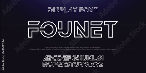Creative Outline Double line monogram alphabet and tech fonts. Lines font regular uppercase and lowercase. Vector illustration.