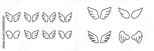 Different designs of wings in various styles showcasing creativity and artistry in a minimalist approach