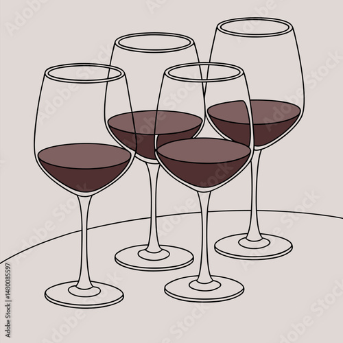 Vector Set of Stemless Wine Glasses Placed Together