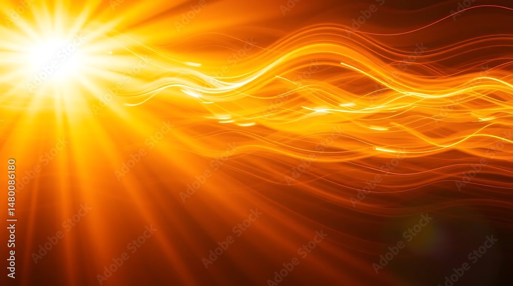 Obraz premium Fiery Sun Rays Abstract Background.