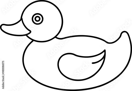 Rubber Duck Line Art Vector Illustration 