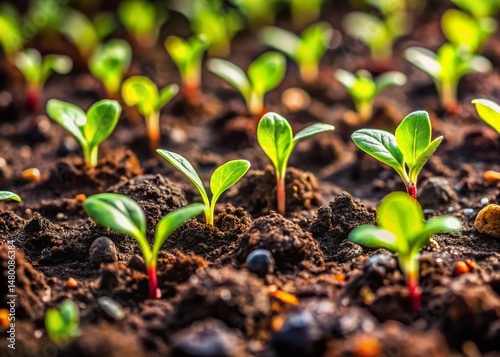 Earthy Homestead Garden: Close-Up Planting Pattern Texture