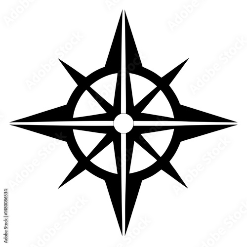 Compass rose navigation silhouette vector illustration