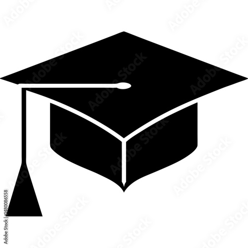 Graduation mortarboard cap silhouette vector illustration