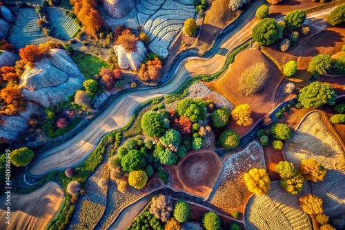 Eclectic Boho Art Background: Aerial Nature Textures