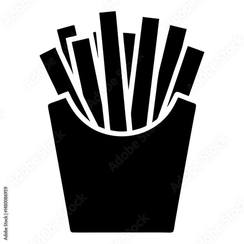 French fries in a box silhouette vector illustration