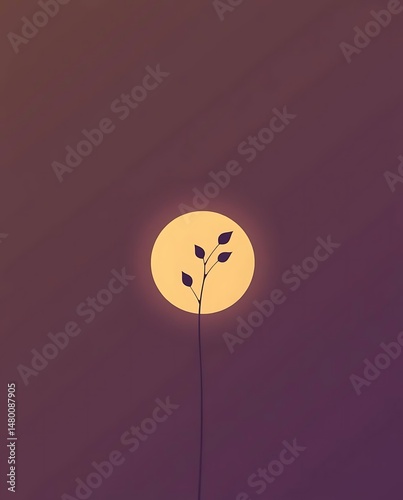 Plant Silhouette Sunset Moon.