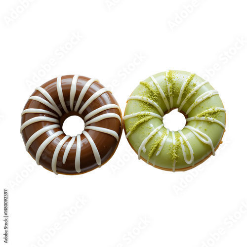  Delicious Chocolate and Matcha Glazed Donuts.