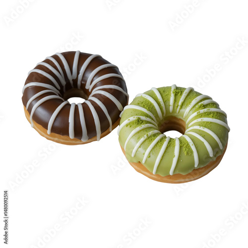  Delicious Chocolate and Matcha Glazed Donuts.