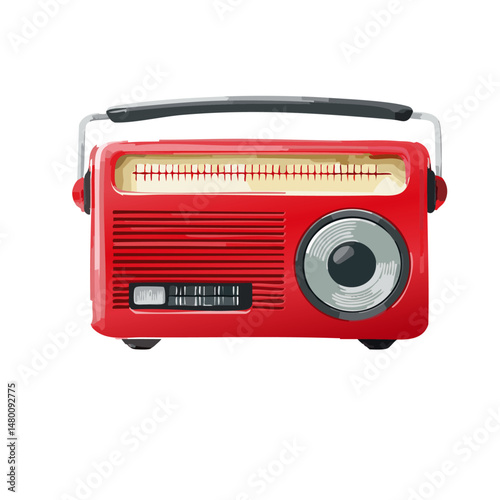 red retro radio white background vector icon design