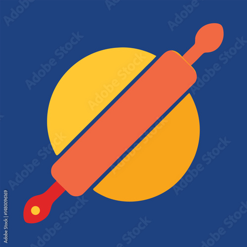 Food and drink logo icon Vector rolling pin and dough concept icon
