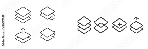 Stacking methods and layering techniques illustrated in a simple graphic format for design concepts and creative projects