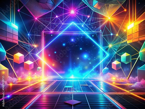 Futuristic Gaming HUD Interface: Abstract Neon Tech Background for Website Banners