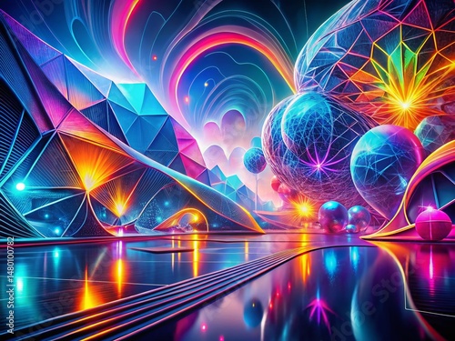 Futuristic Geometric Double Exposure Abstract Background