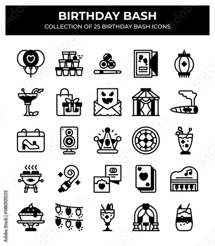 Birthday Bash. Collection of 25 Birthday Party Icons
