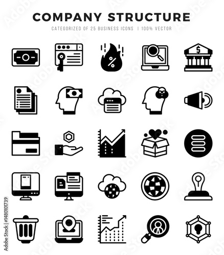 Company Structure icons set for website and mobile site and apps.