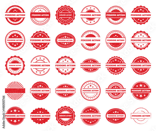 Collection of Red Grunge Pending Action Stamps