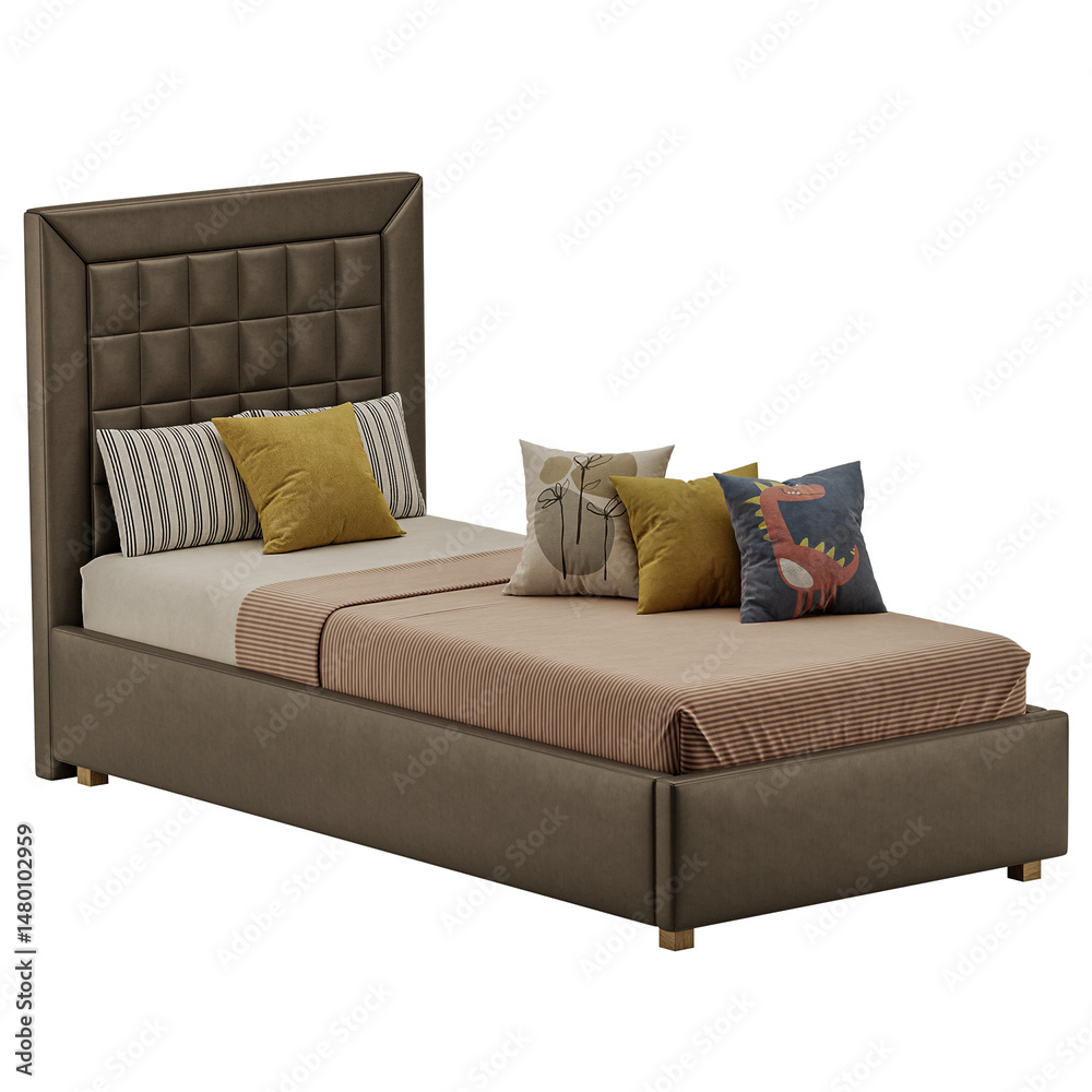 Obraz premium A bed with a dinosaur pillow on it