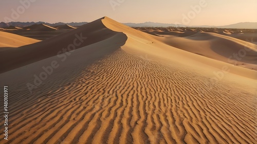Golden desert waves under soft evening light