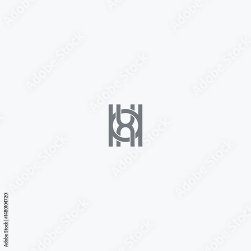 Circular Knot Letter XH or XX Monogram with white background. 