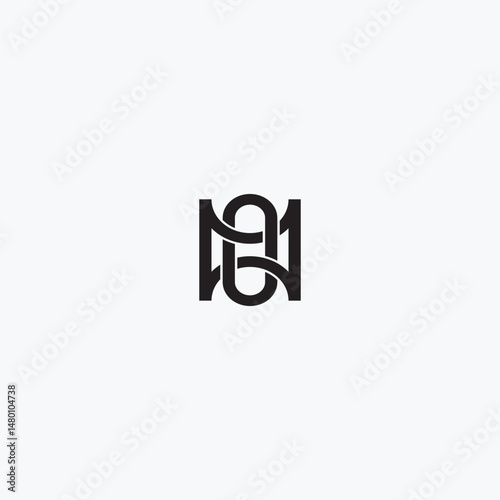 Knot Letters HO or NO or XO monogram in square with white background. 