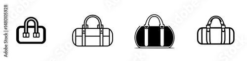 Variety of vector illustration icons representing different styles of travel bags suitable for various activities and occasions