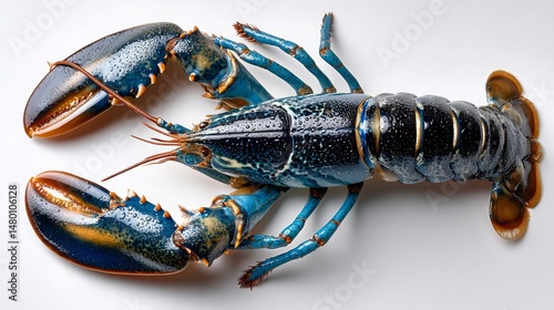 Vibrant Lobster on White Background with Detailed Texture and Features