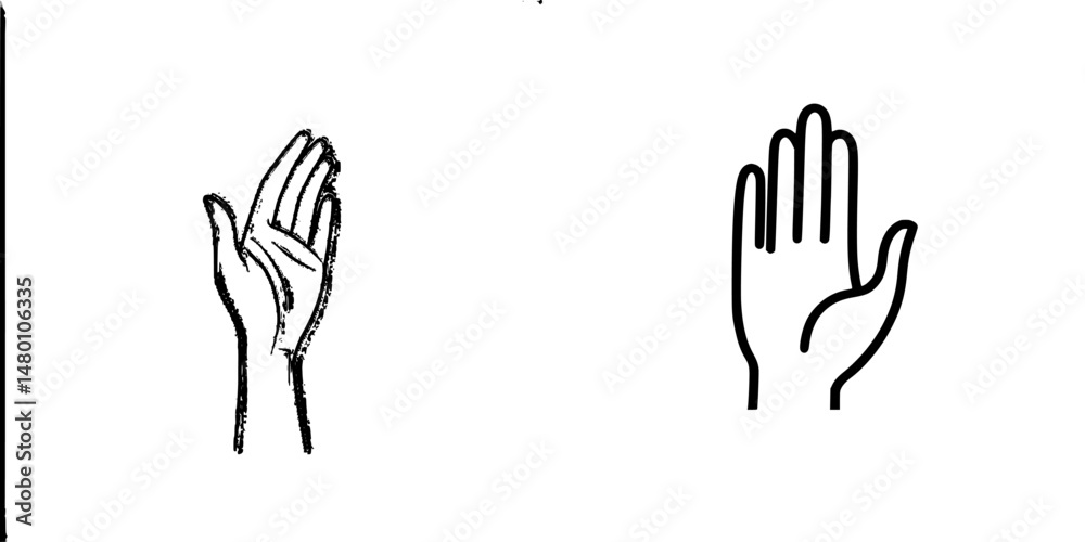 Fototapeta premium Vector illustration of two hand gestures representing greeting and communication in minimalistic design style