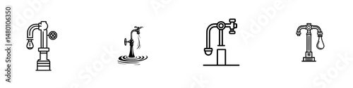 Various vector illustrations of water taps showcasing different designs and functionalities suitable for various contexts