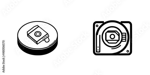 Iconic vector illustration of electronics equipment representing audio devices and media players