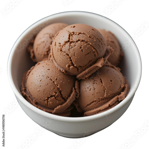 Indulge in the Rich Creaminess of Homemade Chocolate Ice Cream Scoops Fresh from the Freezer.